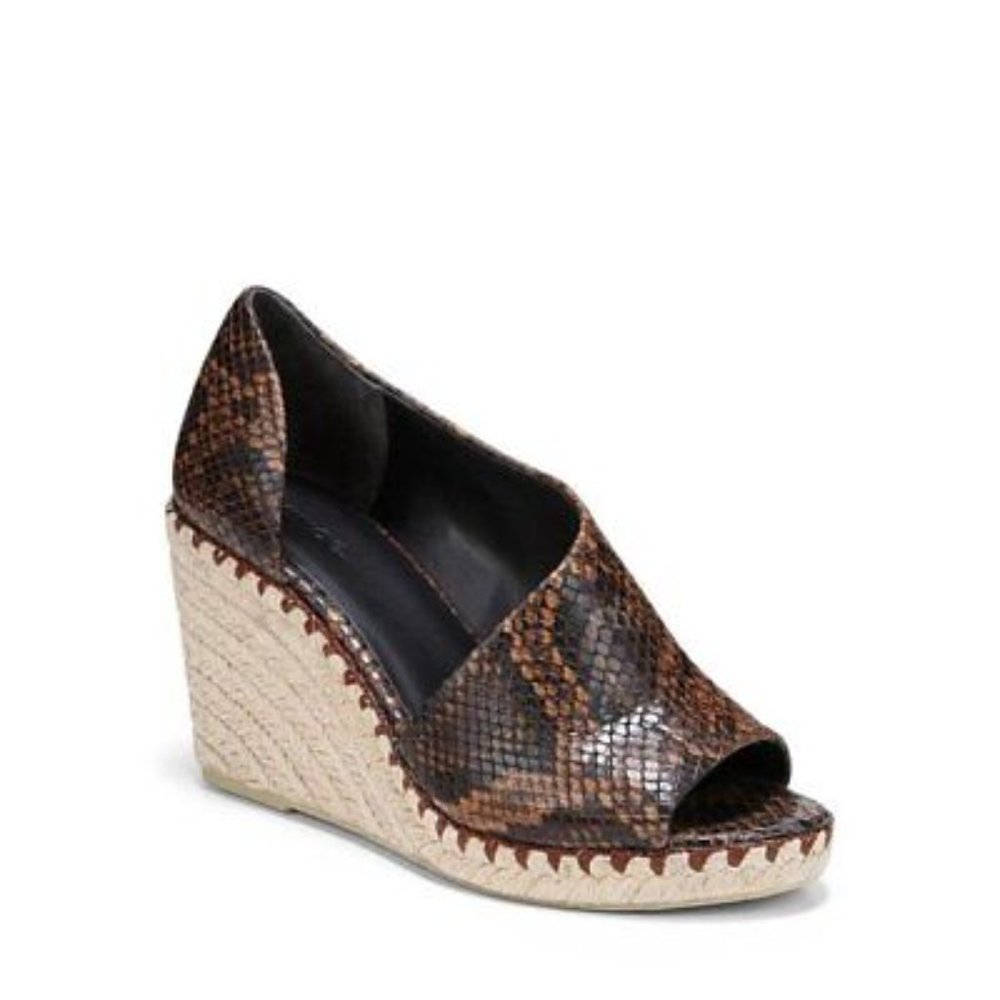 Vince Brown Snakeskin Espadrille Wedges